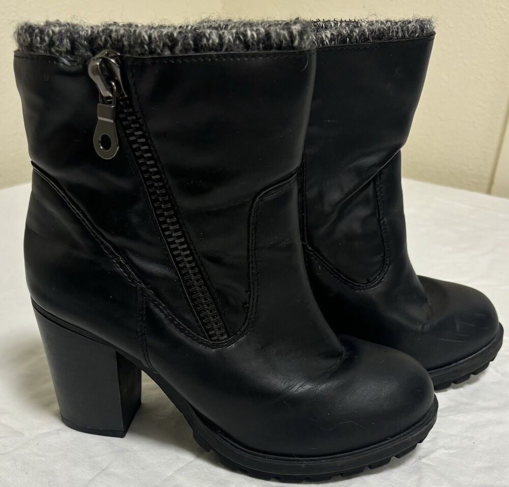 Charlotte Russe Women’s Size 8 Booties Black Ankle Block Heels Platform Chunky